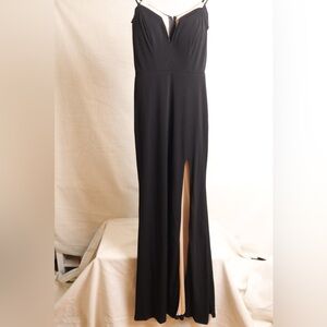 City Studio Black Evening Dress with Champagne Lining